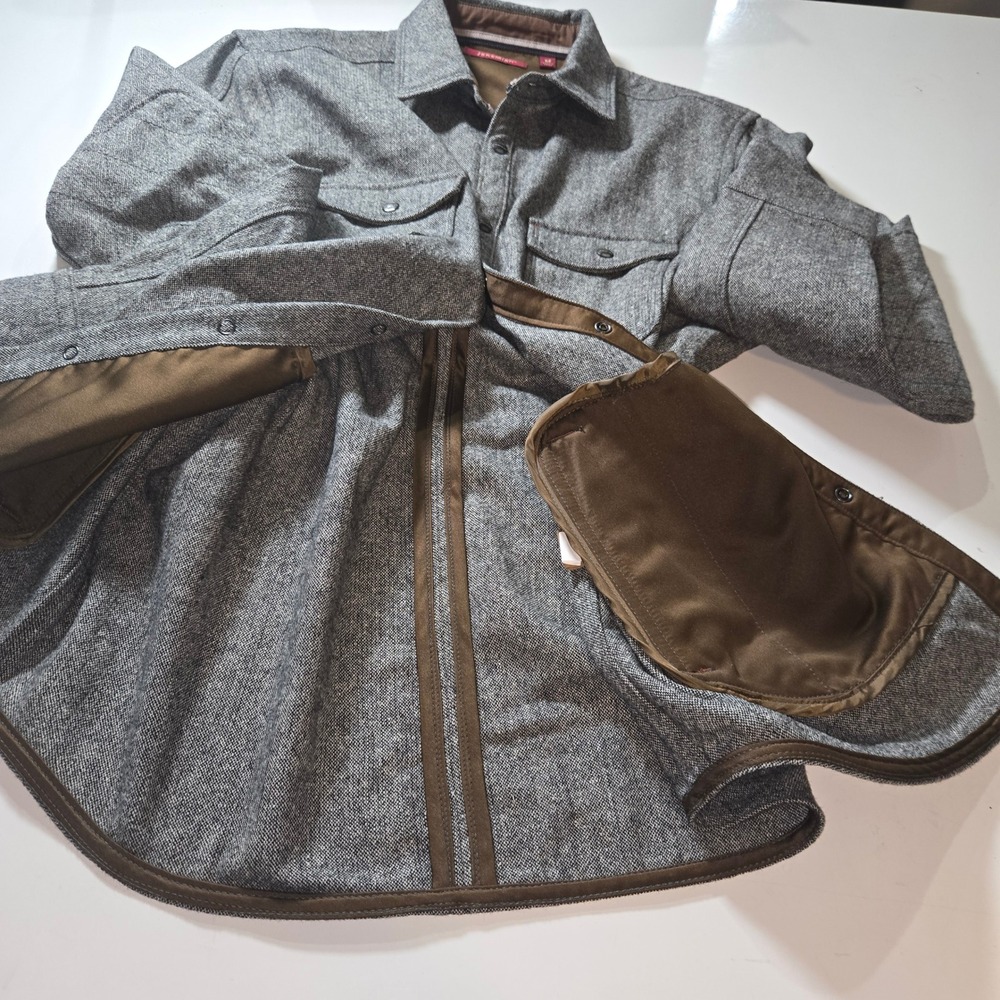 Jeremiah Mens Grey Herringbone Wool Blend Shirt Jacket Shacket Size M - Picture 4 of 11